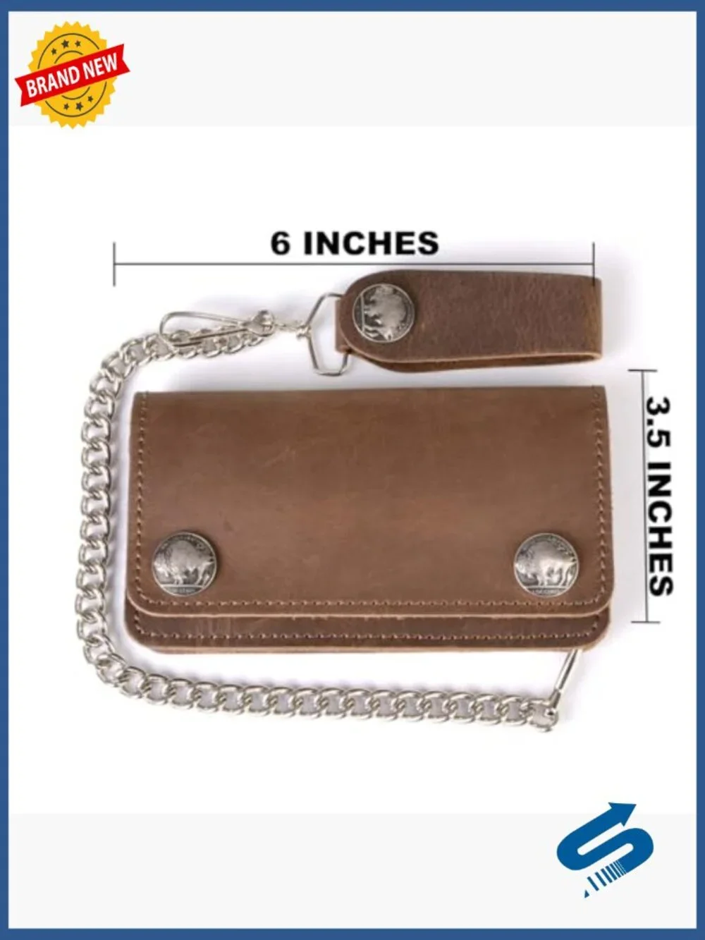 Men's Bi-Fold Leather Biker Wallet with Removable Chain